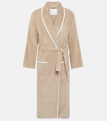 Linen-trimmed cotton terry bathrobe | Brunello Cucinelli