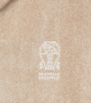 Linen-trimmed cotton terry bathrobe | Brunello Cucinelli
