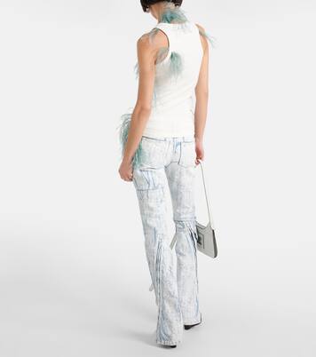 Feather-trimmed cotton-blend tank top | Acne Studios