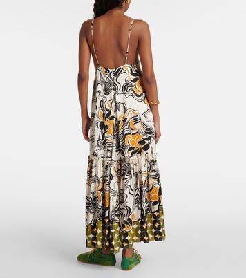 Robe longue imprimée en satin | Dries Van Noten