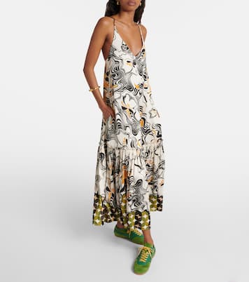 Robe longue imprimée en satin | Dries Van Noten