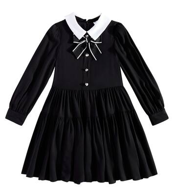 Twill bow-detail embellished dress | Monnalisa