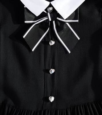 Twill bow-detail embellished dress | Monnalisa