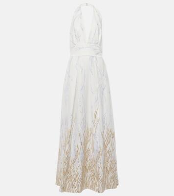 Robe longue brodée en coton mélangé | Elie Saab