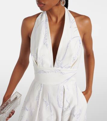 Robe longue brodée en coton mélangé | Elie Saab