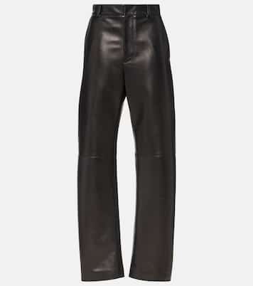 High-rise leather wide-leg pants | Bottega Veneta