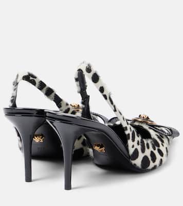 Gianni Ribbon 85 calf hair slingback pumps | Versace