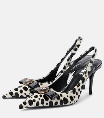 Gianni Ribbon 85 calf hair slingback pumps | Versace
