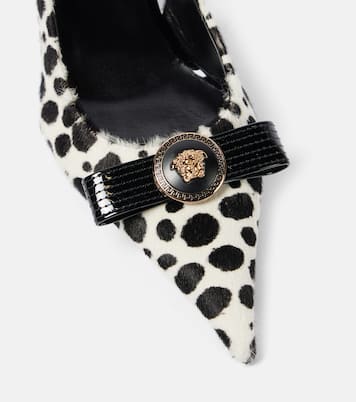 Gianni Ribbon 85 calf hair slingback pumps | Versace