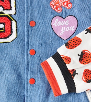 Logo patch-appliqué denim varsity jacket | Stella McCartney Kids
