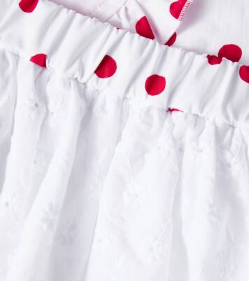Polka-dot cotton top and skirt set | Monnalisa