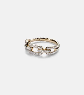 Stax Chain Link 18kt gold ring with diamonds | David Yurman