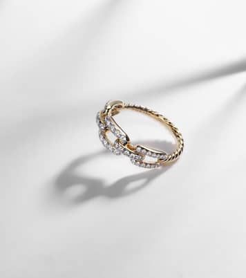Stax Chain Link 18kt gold ring with diamonds | David Yurman