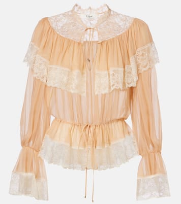 Lace-trimmed silk blouse | Chloé