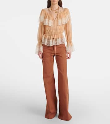 Lace-trimmed silk blouse | Chloé