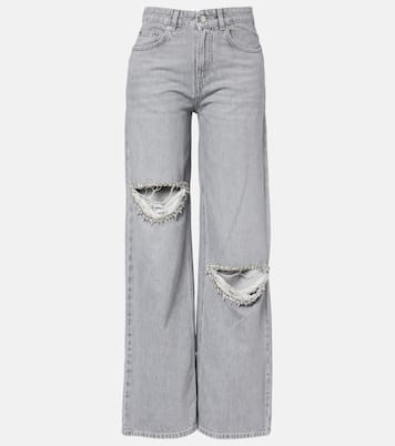 做旧缀饰阔腿牛仔裤 | Area