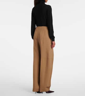 Weite High-Rise-Hose aus Schurwolle | Victoria Beckham