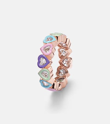 Bague en or rose 18 ct, diamants et émail | Kamyen