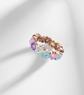 Bague en or rose 18 ct, diamants et émail | Kamyen