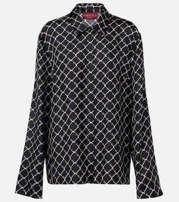 Camisa de sarga de seda con Horsebit | Gucci