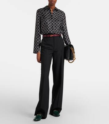 Camisa de sarga de seda con Horsebit | Gucci