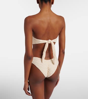 Rosa floral-appliqué bandeau bikini top | Montce