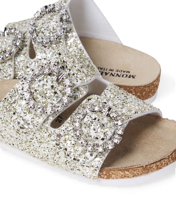 Crystal-embellished glitter sandals  | Monnalisa