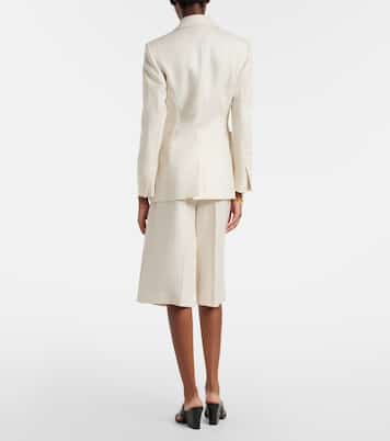 Kaki linen wide-leg Bermuda shorts | Max Mara