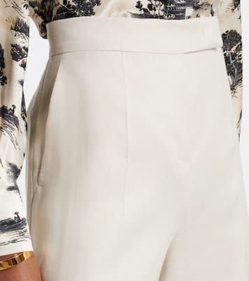 Kaki linen wide-leg Bermuda shorts | Max Mara