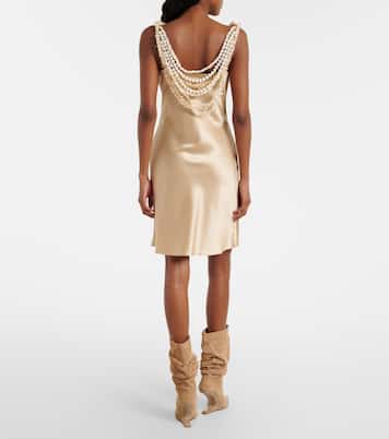 Verziertes Slipdress aus Seidensatin | Balmain