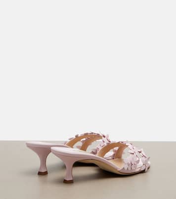 Anista floral-appliqué leather mules | Manolo Blahnik