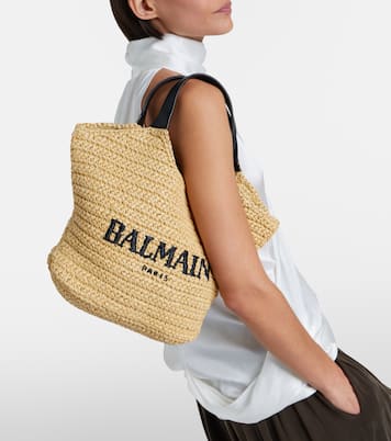 Tasche mit Henkel in Raffiabast-Optik | Balmain