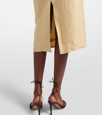 Foral-appliqué one-shoulder linen midi dress | Farm Rio