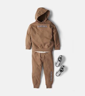 Logo cotton jersey hoodie | Versace Kids