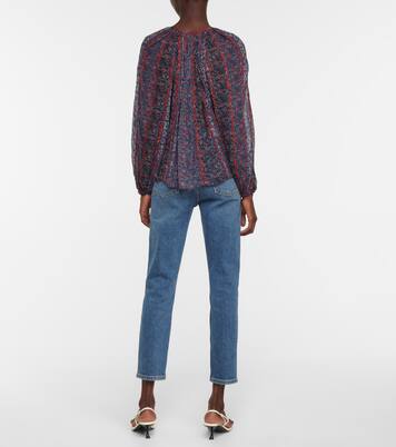 Blouse Deetra en soie et motif floral | Ulla Johnson