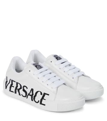 Logo leather sneakers | Versace Kids