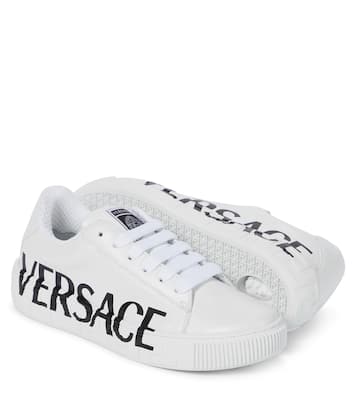 Logo leather sneakers | Versace Kids