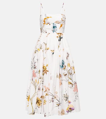 Robe midi Abelia en coton et soie à fleurs | Erdem