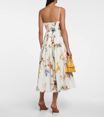 Robe midi Abelia en coton et soie à fleurs | Erdem