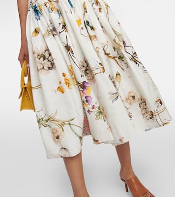Robe midi Abelia en coton et soie à fleurs | Erdem