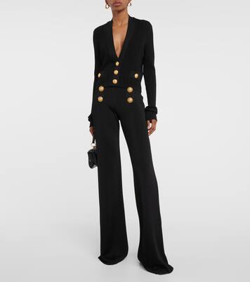 High-rise flared knit pants | Balmain