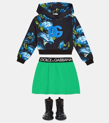 DG floral cotton jersey hoodie | Dolce&Gabbana Kids