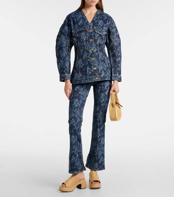 Plateau-Pantoletten Butterfly aus Raffiabast | Ganni