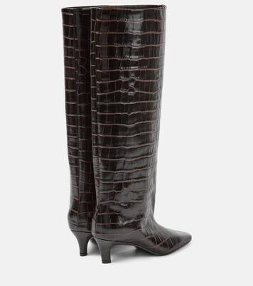 Wide Shaft croc-effect leather knee-high boots | Toteme