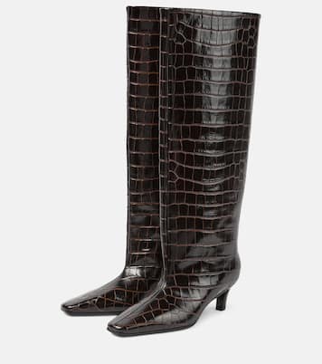 Wide Shaft croc-effect leather knee-high boots | Toteme