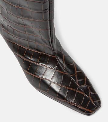 Wide Shaft croc-effect leather knee-high boots | Toteme