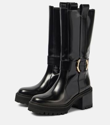 New Ring 60 leather knee-high boots | See By Chloé