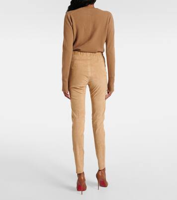 Mid-Rise Leggings aus Veloursleder | Joseph