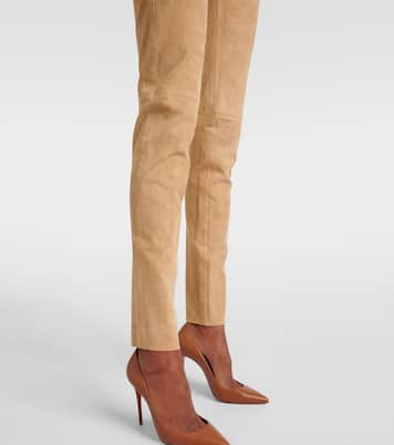 Mid-Rise Leggings aus Veloursleder | Joseph