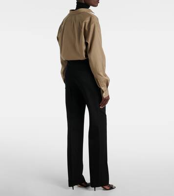 Pantalon droit Jesse à taille mi-haute en laine | The Row